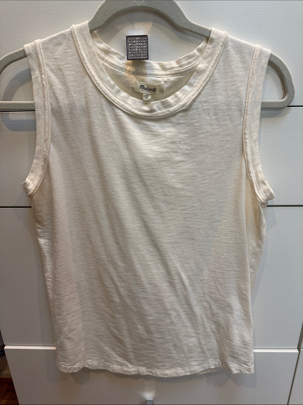 Madewell Cream Ribbed Muscle Tank Top